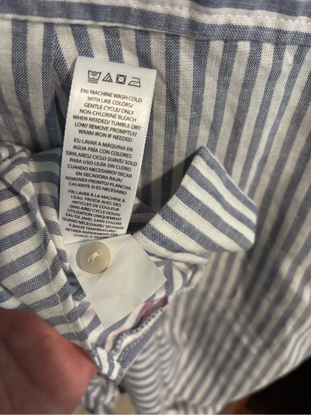 Beachlunchlounge Striped Blue Tie-Front Short Sleeve Shirt with Pink Embroidery - Picture 9 of 11